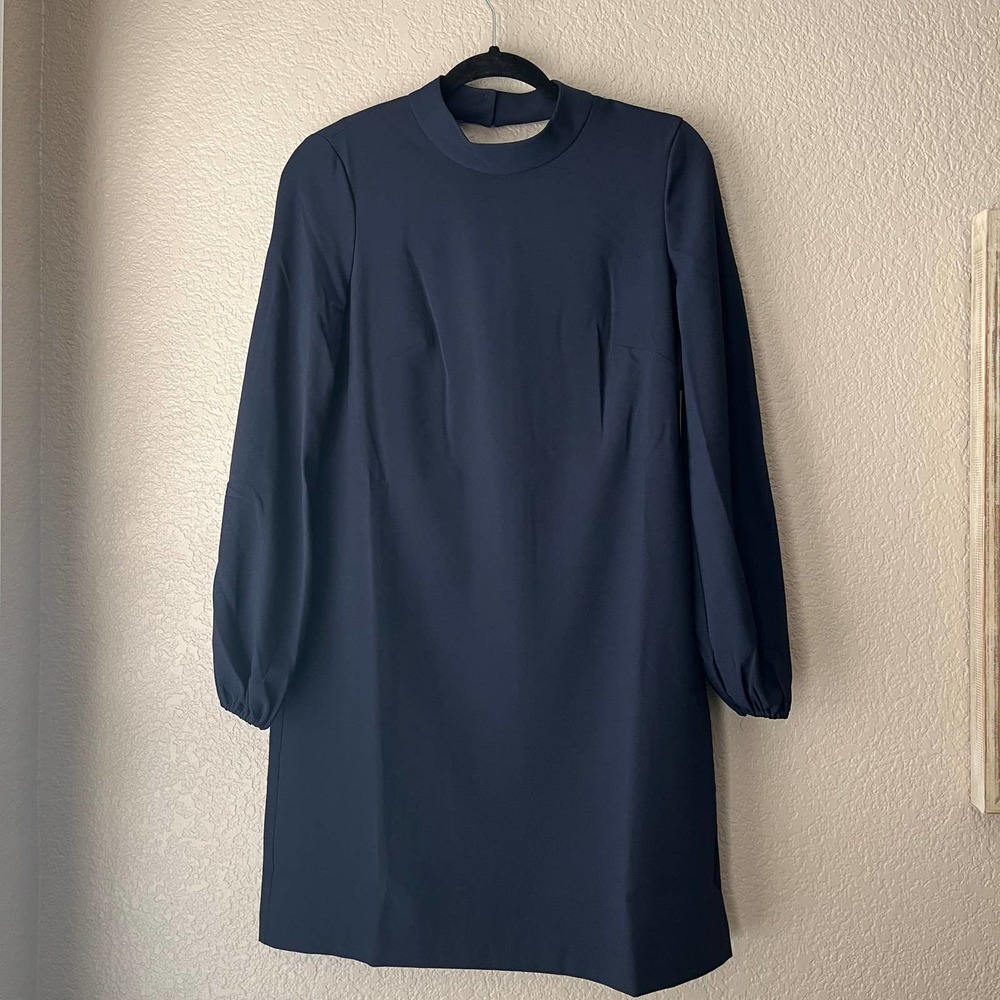 Eliza J Mock Neck Balloon Sleeve Crepe Sheath Dress New NWT Size 8